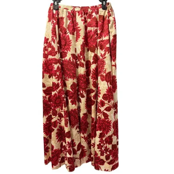 Cupio Floral Print Maxi Skirt Sz L Beige Multi Skirt - Picture 11 of 12